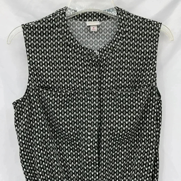 Merona Sleeveless Geometric Dress Medium Green Black White Elastic Waist EUC - Picture 2 of 11